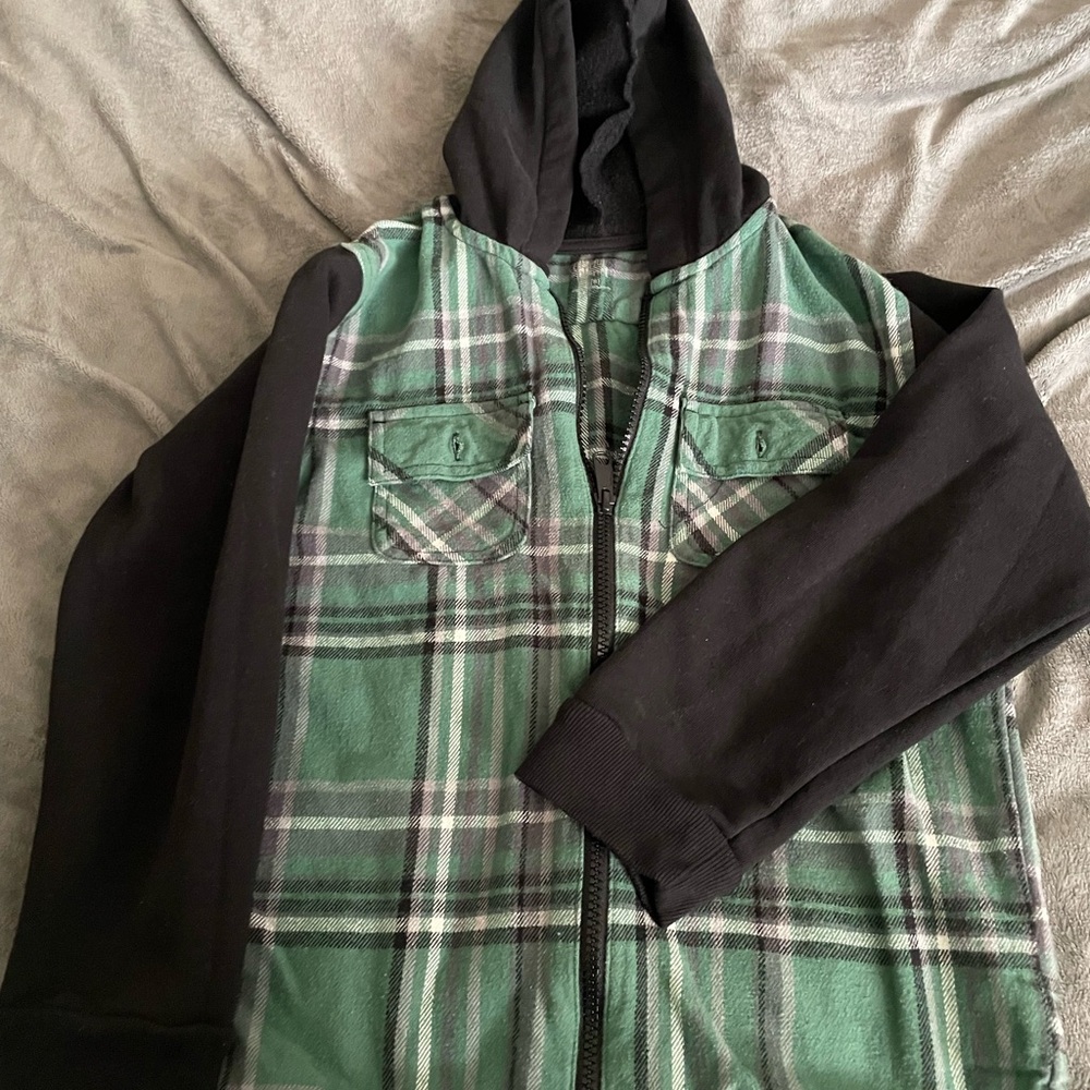 Colorful Planet Green Plaid Kids Hoodie